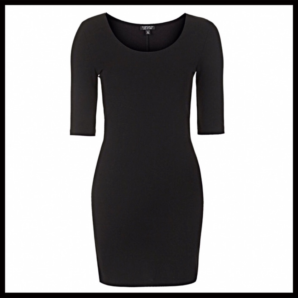 TOPSHOP BLACK KNIT ELBOW SLEEVES MINI DRESS A2C - Picture 5 of 7